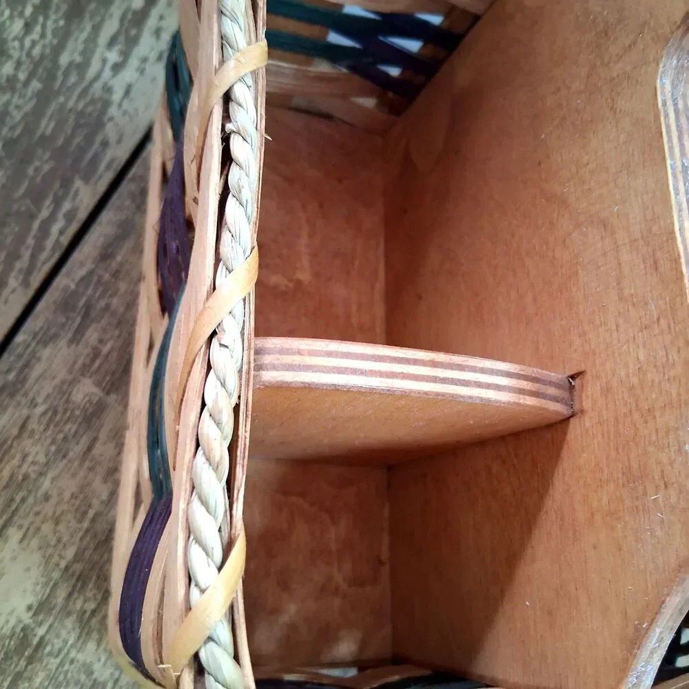 Amish Troyer Signed Lazy Susan Basket Wood Caddy Tabletop Rotating 7.5